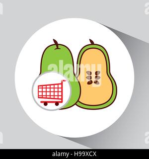 pear shopping cart graphic vector illustration eps 10 Stock Vector