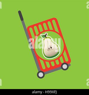 trolley shop juicy pear fruit vector illustration eps 10 Stock Vector