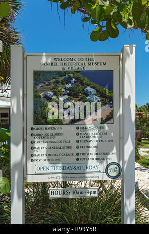 Florida, Sanibel Island, Sanibel Historical Museum & Village, sign Stock Photo