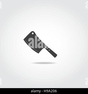 Restaurant sharp knife icon. Two black butcher knife. Stock Vector