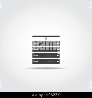 Server connected to internet. Simple black icon. Stock Vector