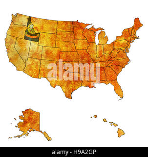 idaho on old vintage map of usa with state borders Stock Photo