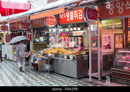 BUSAN - OCTOBER 27, 2016: Traditional food market in Busan, Korea. Stock Photo