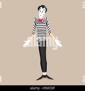 A Mime performing a pantomime called shrugging shoulders Stock Vector