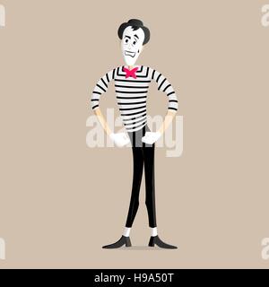 A Mime performing a pantomime called bodybuilder Stock Vector