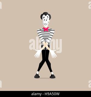 A Mime performing a pantomime called dancing Stock Vector