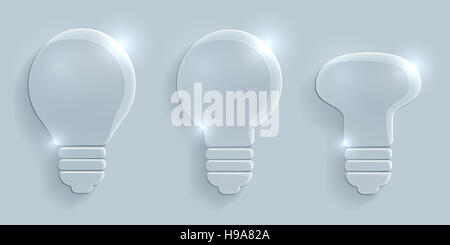 Glass lightbulbs set on grey background Stock Photo