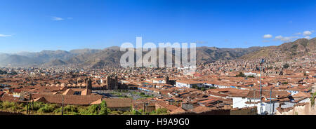 Panorama of the Plaza De Armas area of Cusco, Peru Stock Photo