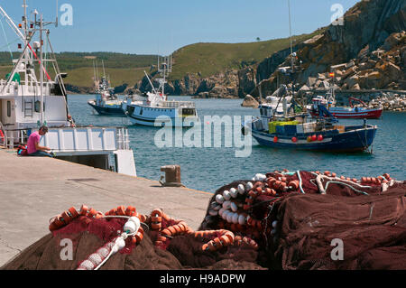 Fishing port, Malpica de Bergantiños, La Coruña province, Region of Galicia, Spain, Europe Stock Photo