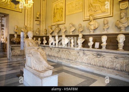 Stautes in emperors hall Capitoline museums, Rome, italy, musei capitolini, art heritage touristic landmark Stock Photo