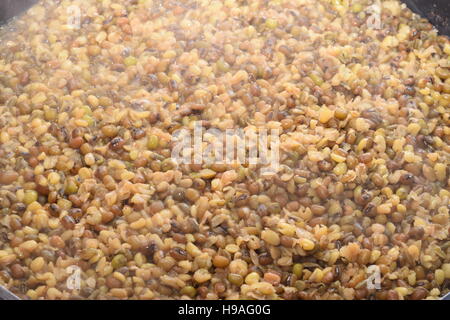 Large pot green lentils Stock Photo