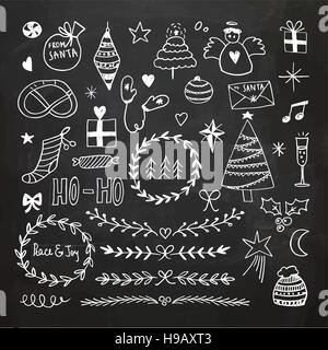Christmas and New Year Doodles set Stock Vector