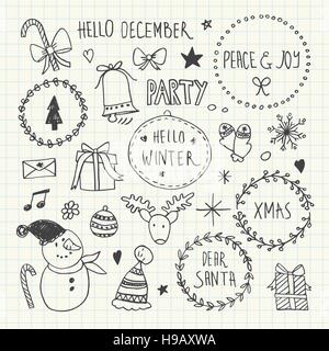 Christmas doodles set Stock Vector
