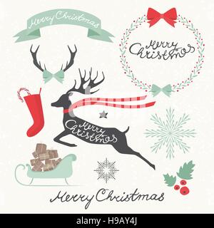 Christmas Elements and Symbols. Vectors illustration Stock Vector