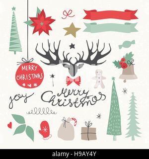 Christmas Elements and Symbols. Vectors illustration Stock Vector
