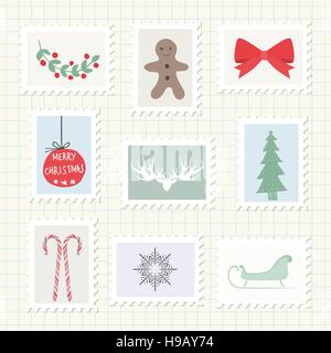 Christmas Postmark Collection. Vector Illustration Stock Vector
