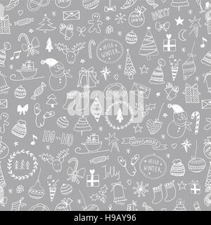 Sketchy Christmas seamless pattern Stock Vector