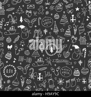 Sketchy Christmas seamless pattern Stock Vector