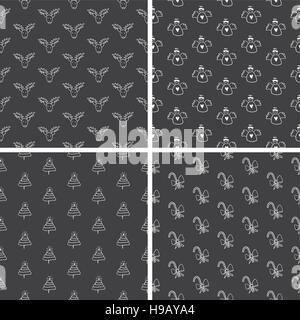 Hand Drawn Christmas Seamless Pattern Collection Stock Vector