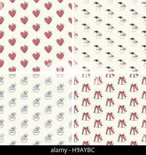 Hand Drawn Christmas Seamless Pattern Collection Stock Vector