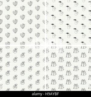 Hand Drawn Christmas Seamless Pattern Collection Stock Vector