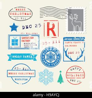 Christmas Stamps set Stock Vector