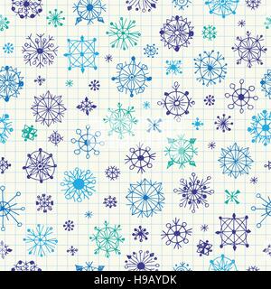 Hand drawn snowflakes seamless pattern Stock Vector