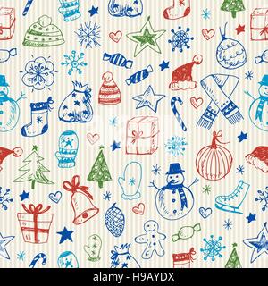 Christmas ball seamless pattern. Hand drawn style illustration. Winter ...