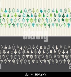 Hand Drawn Christmas Trees. Seamless vector Stock Vector
