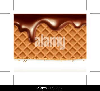 Waffles and chocolate, vector seamless horizontal pattern Stock Vector