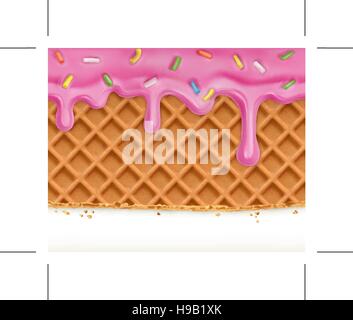 Waffles and glaze, horizontal seamless vector pattern Stock Vector