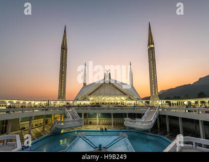 Faisal Mosque is the largest mosque of Pakistan situated in the captial city Islamabad Stock Photo