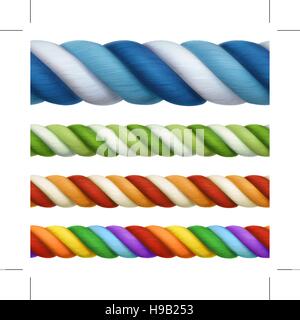 Multicolored ropes, vector design elements seamless horizontal Stock Vector