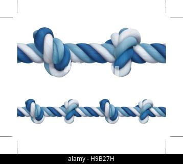 Rope with knots, vector design element seamless horizontal Stock Vector