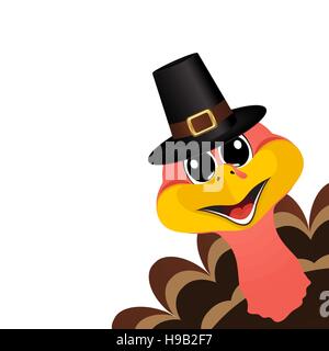 Turkey Pilgrimin hat on Thanksgiving Day Stock Vector