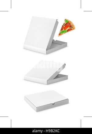 Realistic 3d empty pizza boxes isolated on white vector illustration ...