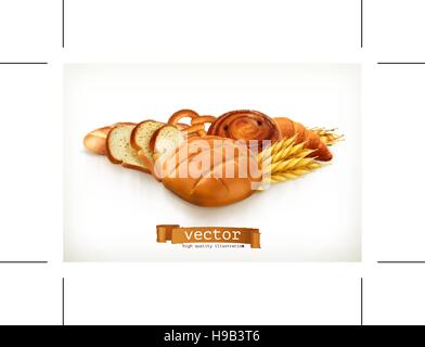 Bread, vector illustration isolated on white Stock Vector