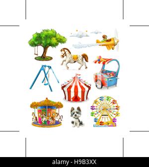 Children playground, vector icons set Stock Vector