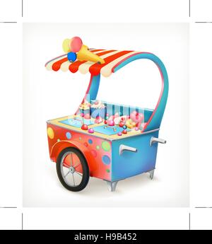 Ice cream trolley, vector icon Stock Vector