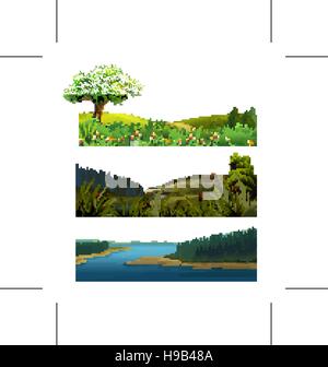Nature landscape, vector set Stock Vector Image & Art - Alamy