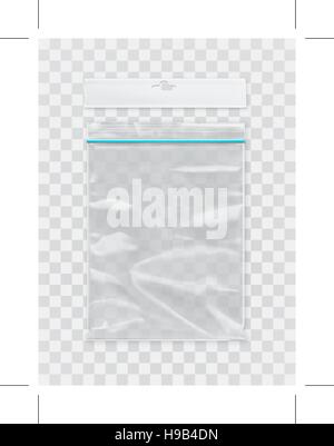 Transparent polyethylene package, vector mockup Stock Vector