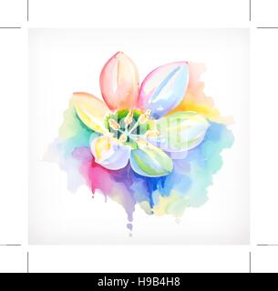 Beautiful flower, watercolor painting, mesh vector Stock Vector