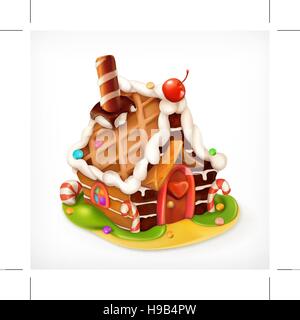 Gingerbread house, sweet food vector icon Stock Vector