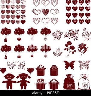 Valentine silhouettes, set Stock Vector