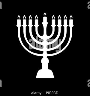 Menorah symbol of Judaism. Illustration isolated on black background. Stock Vector
