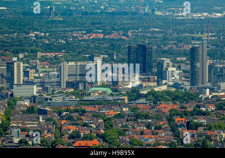 Aerial view, Ruettenscheid with Essen Skyline, Essen, Ruhr district, North Rhine-Westphalia, Germany Stock Photo