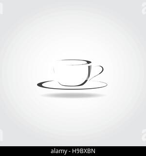 Simple elegant coffee cup stylish black icon. Stock Vector