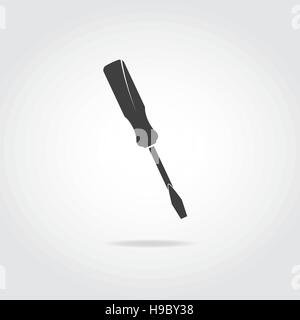 Simple illustration of black screwdriver with slot head. Stock Vector