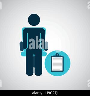 silhouette sitting business clipboard icon vector illustration eps 10 Stock Vector