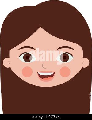 front face teenager with long hair vector illustration Stock Vector